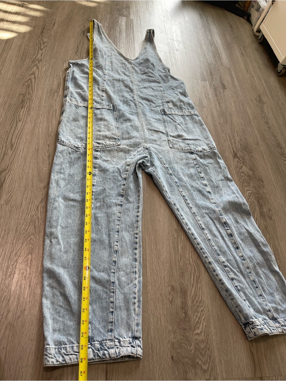 We The Free Light Blue Denim Overalls with Cream Layering Tee - Picture 8 of 11